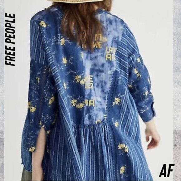 FREE PEOPLE CHARLIE PRINT TUNIC DRESS NWT SMALL FLORAL - Picture 3 of 7